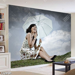 Tranh cô gái ngồi che ô SP7128