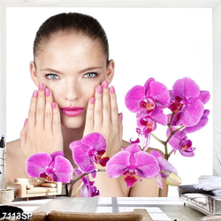 Tranh người đẹp và hoa lan tím SP7113