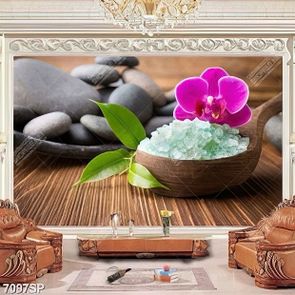 Tranh đá muối spa và hoa