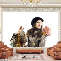 Tranh cô gái cầm hộp quà SP6998