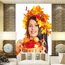 Tranh cô gái bưng giỏ trái cây tươi