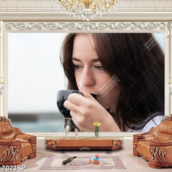 Tranh cô gái uống trà SP7023