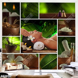 Tranh bộ ghép hoa trắng và muối đá spa