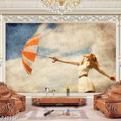 Tranh cô gái cầm chiếc ô SP7485