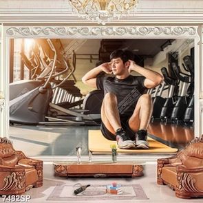 Tranh phong gym chàng trai tập thể thao SP7482