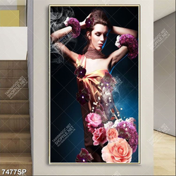 Tranh nghệ thuật người đẹp và hoa hồng