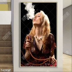 Tranh cô gái hút sisa