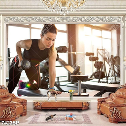 Tranh phong gym cô gái tập luyện thể thao SP7423