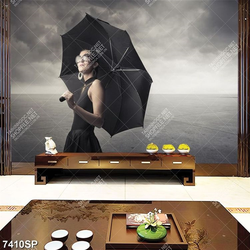 Tranh cô gái che ô SP7410
