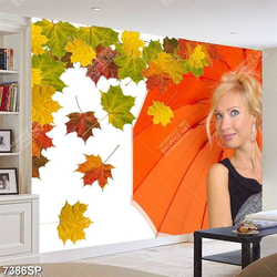 Tranh cô gái và lá mùa thu SP7386