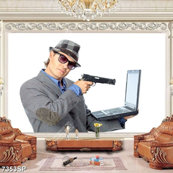 Tranh người đàn ông cầm súng