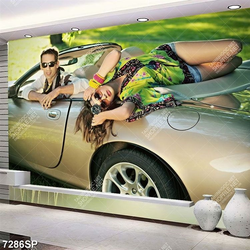 Tranh cặp đôi ngồi trên xe ô tô SP7286