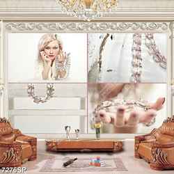 Tranh bộ ghép cô gái và chuỗi hạt