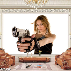 Tranh cô gái cầm súng SP7259