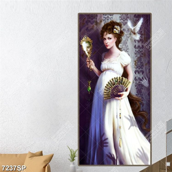 Tranh vẽ cô gái mặc váy trắng file gốc