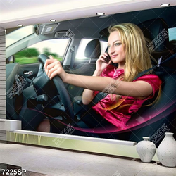 Tranh cô gái ngồi trong xe ô tô SP7225