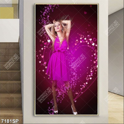 Tranh cô gái mặc váy hồng SP7181