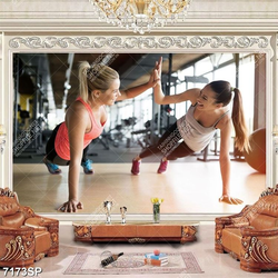 Tranh hai cô gái tập luyện thể thao SP7173