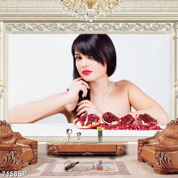 Tranh người đẹp và lựu đỏ