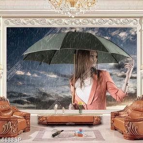 Tranh cô gái che ô SP6688