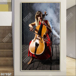 Tranh người đẹp bên đàn dương