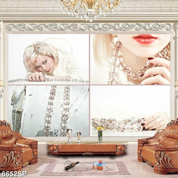 Tranh ghép cô gái và chuối hạt