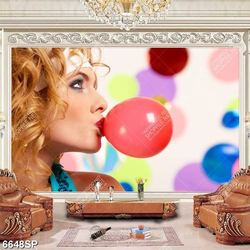 Tranh cô gái thổi bong bóng SP6648