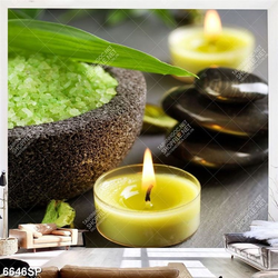 Tranh muối đá spa và ngọn nến