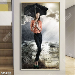 Tranh cô gái đứng che ô SP6637