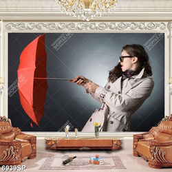 Tranh cô gái cầm ô SP6939