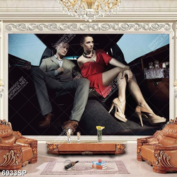 Tranh cặp đôi ngồi trong xe ô tô SP6933