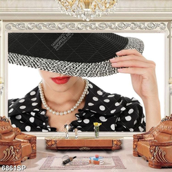 Tranh cô gái tô son đỏ SP6861