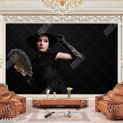 Tranh người đẹp cầm quạt