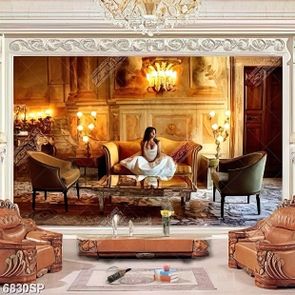 Tranh cô gái ngồi trong phòng khách