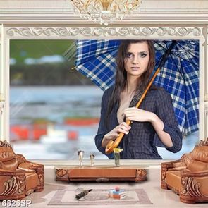 Tranh cô gái che ô SP6826