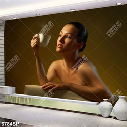 Tranh người đẹp cầm ly trà nóng SP6784