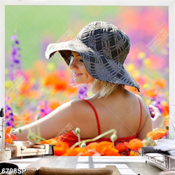 Tranh người đẹp trong vườn hoa