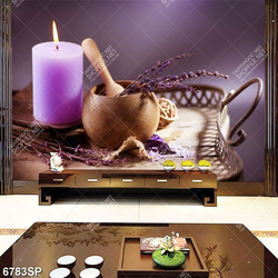 Tranh ngọn nến và hoa oải hương