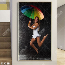 Tranh cô gái cầm ô SP6780