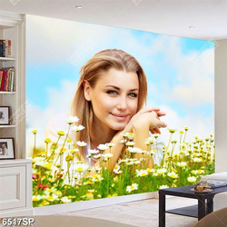 Tranh cô gái bên hoa cúc họa mi