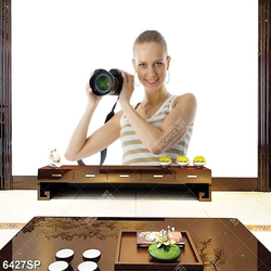 Tranh cô gái cầm máy ảnh SP6427