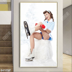 Tranh cô gái mang giày trượt batin