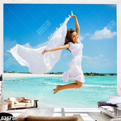 Tranh cô gái cầm chiếc khăn trắng SP6367