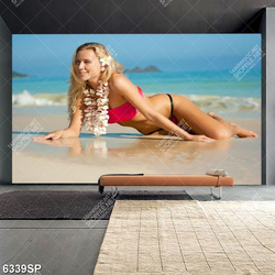 Tranh người đẹp mặc bikini nằm bên bãi biển SP6339