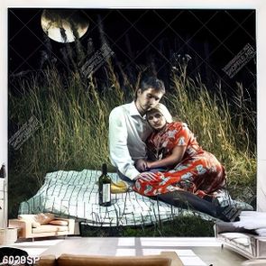 Tranh cặp đôi ngồi bên nhau