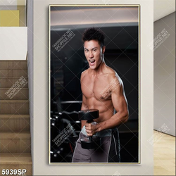 Tranh phong gym chàng trai tập tạ