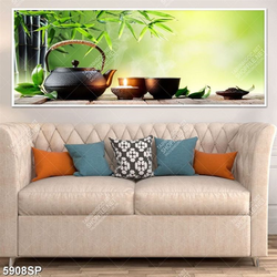 Tranh trúc xanh và ấm trà treo tường spa