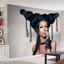 Tranh người đẹp với mái tóc búi