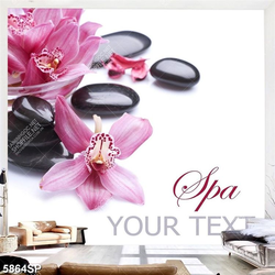 Tranh đá đen và hoa lan treo spa