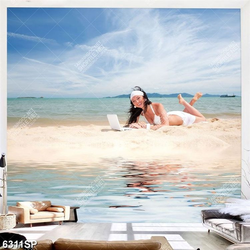 Tranh người đẹp nằm trên cát SP6311